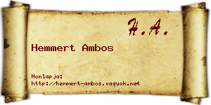 Hemmert Ambos névjegykártya